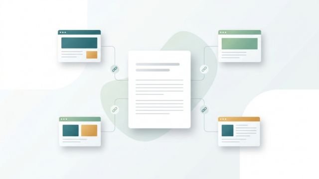 Ilustração mostrando backlinks entre diferentes sites e um blog